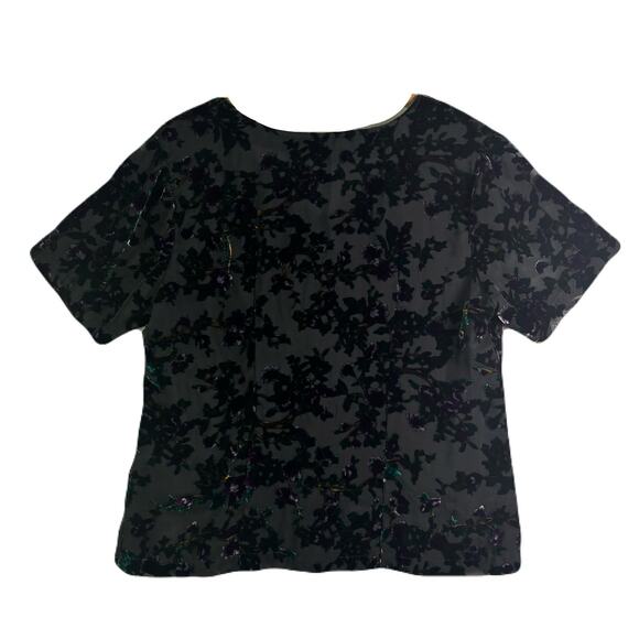 Burnout Velvet Vintage 90s Short Sleeve Button Front Blouse - Picture 6 of 10